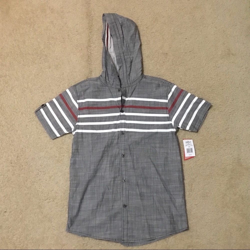 Striped Gray Hooded Shirt